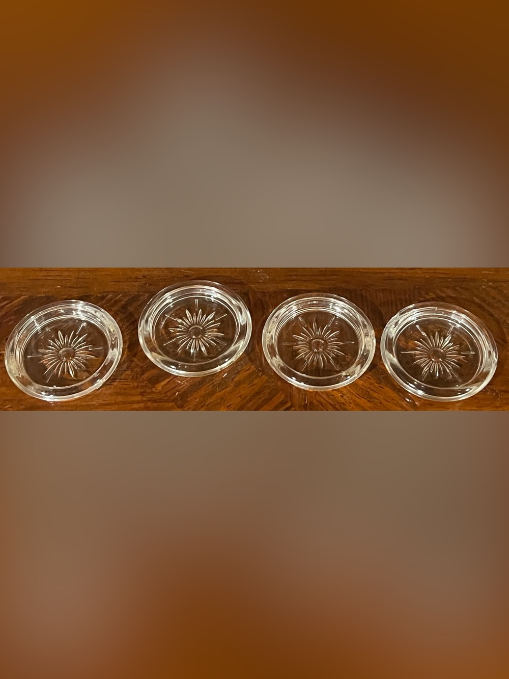 Vintage Crystal Coasters/Catch-alls Star-Cut Glass- Set of 4